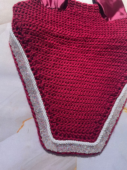 Cranberry white trim bonnet