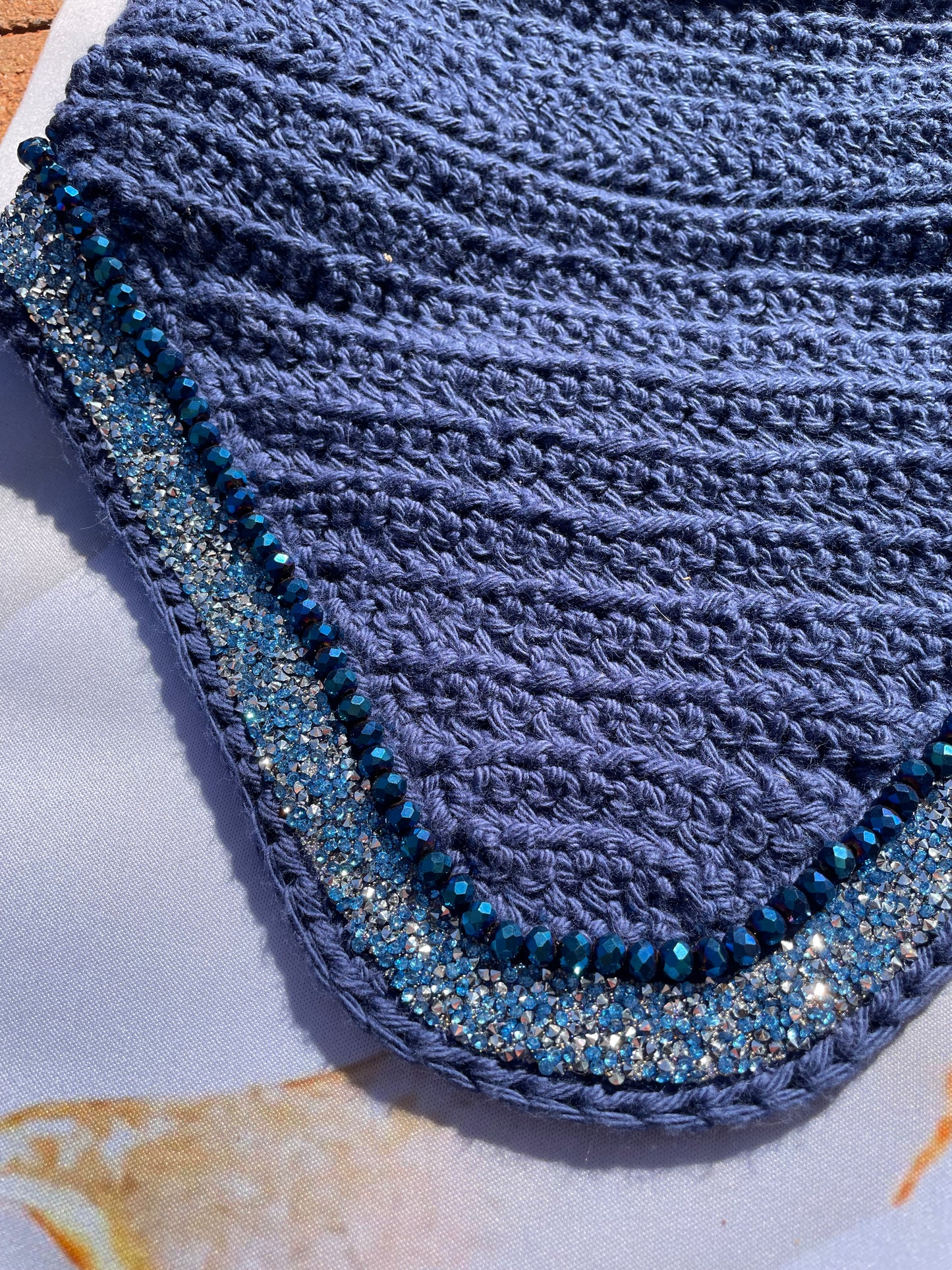 Navy crystal blue horse bonnet
