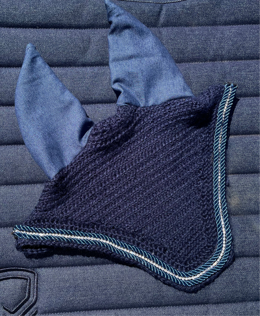 Navy denim ears horse Bonnet