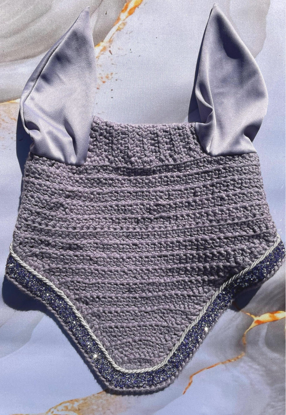 Lavender grey horse bonnet