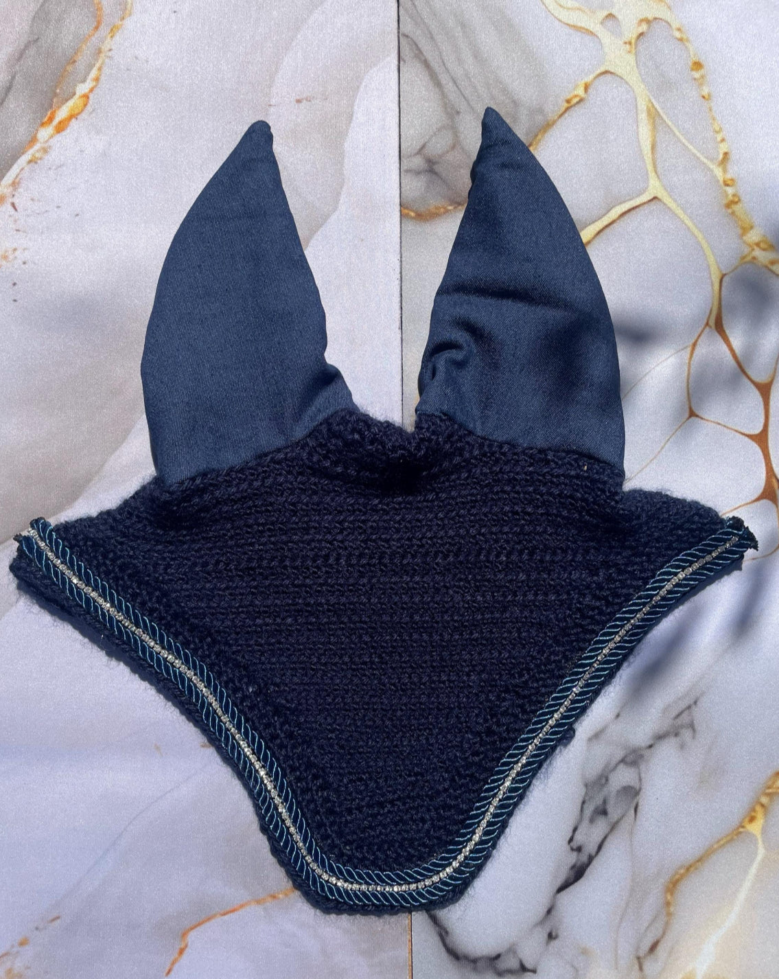 Navy denim ears horse Bonnet