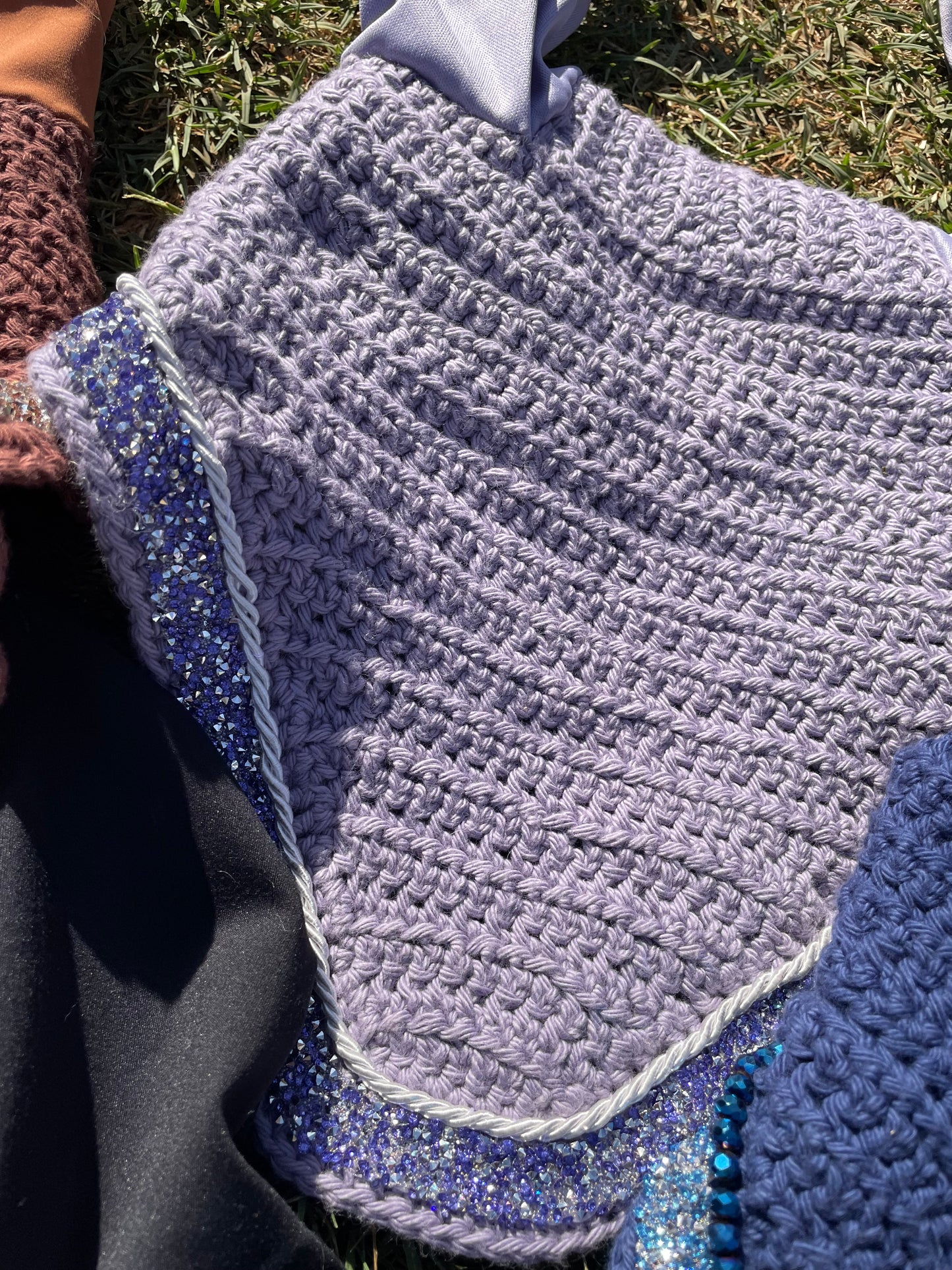 Lavender grey horse bonnet