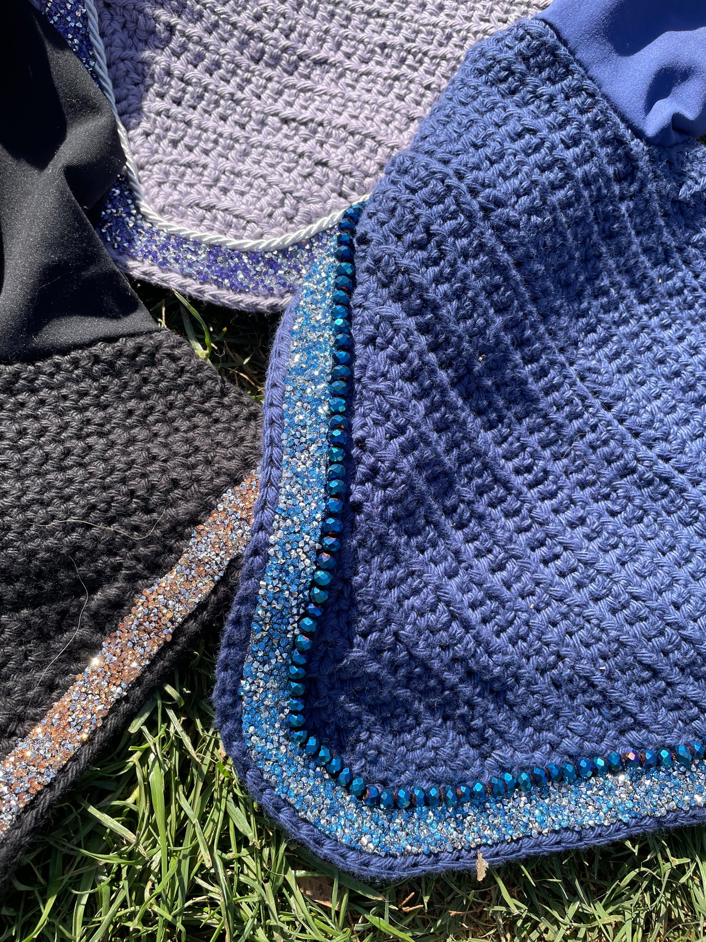 Navy crystal blue horse bonnet