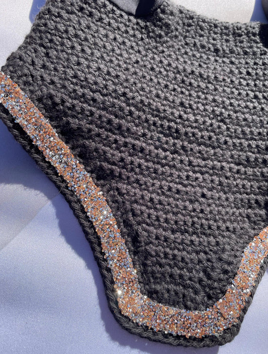 Black & gold horse bonnet